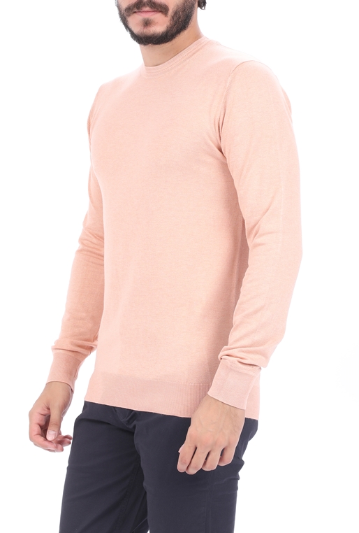 SCOTCH & SODA-Ανδρική πλεκτή μπλούζα SCOTCH & SODA Classic melange Ecovero blend ροζ