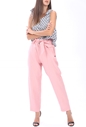 SCOTCH & SODA-Γυναικείο λινό παντελόνι SCOTCH & SODA high rise pants tapered ροζ