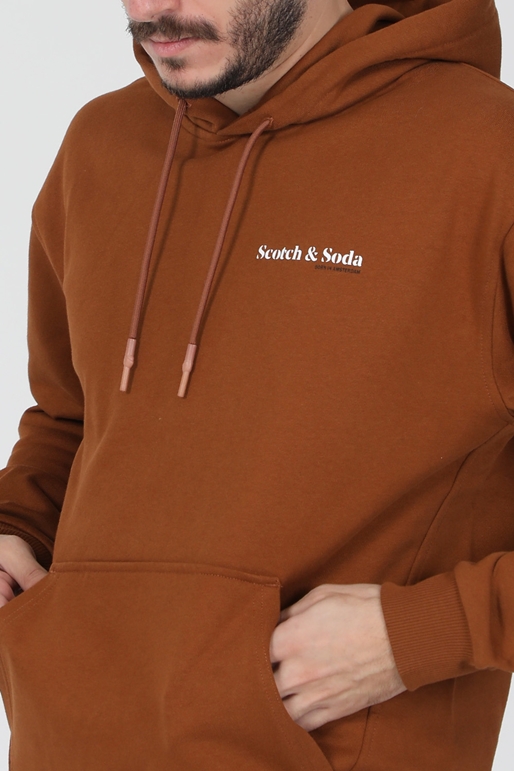 SCOTCH & SODA-Ανδρική φούτερ μπλούζα SCOTCH & SODA καφέ