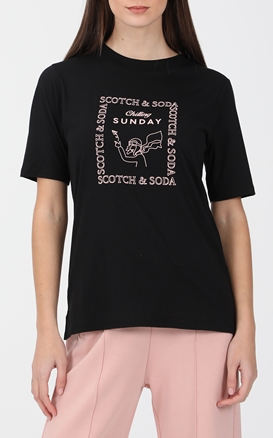 SCOTCH & SODA-Γυναικεία κοντομάνικη μπλούζα SCOTCH & SODA μαύρη