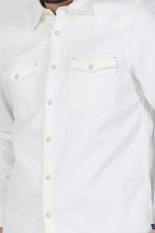 SCOTCH & SODA-Ανδρικό jean πουκάμισο SCOTCH & SODA REGULAR FIT - AMS denim western λευκό