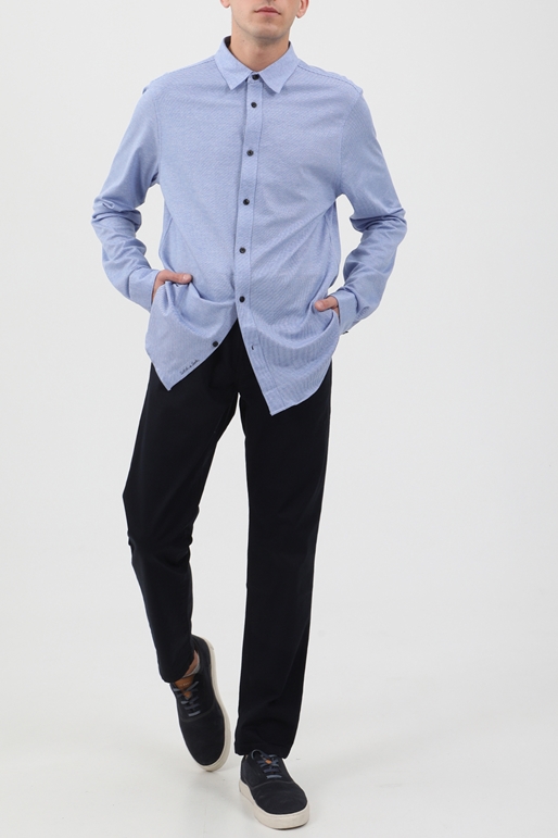 SCOTCH & SODA-Ανδρικό πουκάμισο SCOTCH & SODA Classic slim fit knitted shirt μπλε