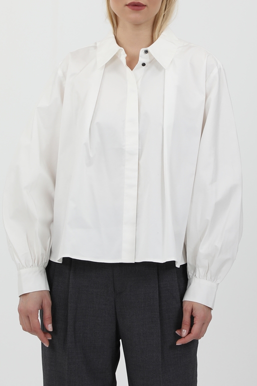SCOTCH & SODA-Γυναικείο πουκάμισο SCOTCH & SODA Pleated boxy fit shirt λευκό