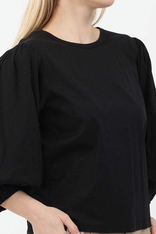 SCOTCH & SODA-Γυναικεία cropped μπλούζα SCOTCH & SODA Voluminous sleeve cropped fit μαύρη