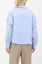 SCOTCH & SODA-Γυναικείο κοντό πουκάμισο SCOTCH & SODA Ruffle collar loose-fit ριγέ μπλε λευκό