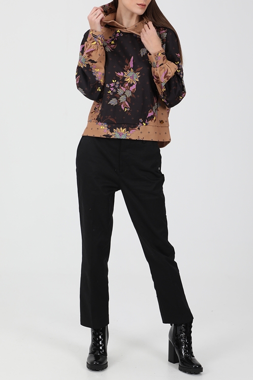 SCOTCH & SODA-Γυναικεία μπλούζα φούτερ SCOTCH & SODA Allover printed hoodie μαύρο μπεζ