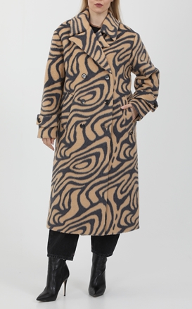 SCOTCH & SODA-Γυναικείο μακρύ παλτό SCOTCH & SODA 164089 Oversized double-breasted wool καμηλό γκρι