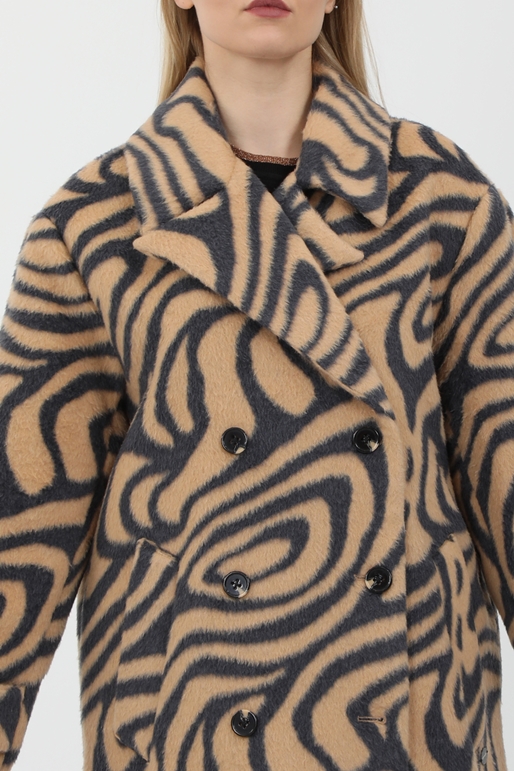 SCOTCH & SODA-Γυναικείο μακρύ παλτό SCOTCH & SODA 164089 Oversized double-breasted wool καμηλό γκρι
