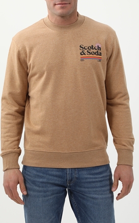 SCOTCH & SODA-Ανδρική φούτερ μπλούζα SCOTCH & SODA Logo artwork melange felpa εκρού
