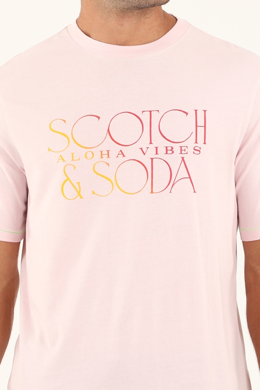 SCOTCH & SODA-Ανδρικό t-shirt SCOTCH & SODA 166062 ροζ