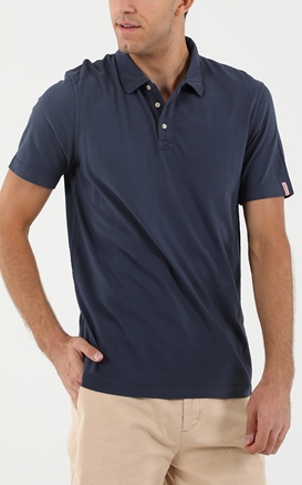 SCOTCH & SODA-Ανδρική polo μπλούζα SCOTCH & SODA 166079 Garment-dyed jersey polo in Or μπλε