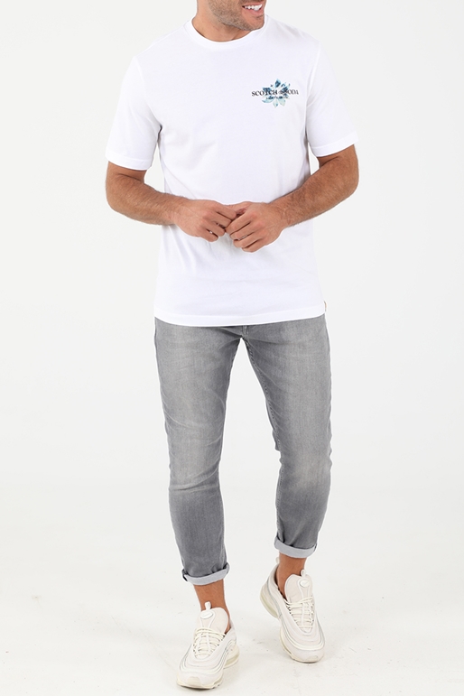 SCOTCH & SODA-Ανδρικό t-shirt SCOTCH & SODA Graphic jersey crewneck λευκό