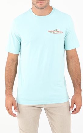 SCOTCH & SODA-Ανδρικό t-shirt SCOTCH & SODA Graphic jersey crewneck γαλάζιο