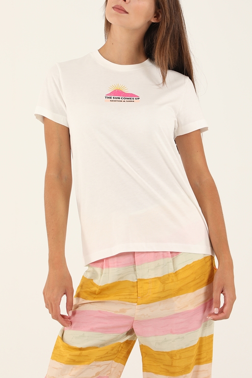 SCOTCH & SODA-Γυναικεία κοντομάνικη μπλούζα SCOTCH & SODA λευκή