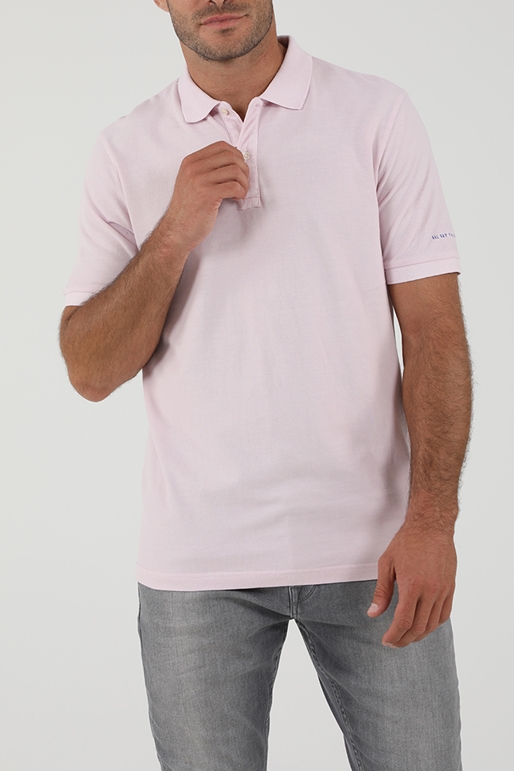 SCOTCH & SODA-Ανδρική polo μπλούζα SCOTCH & SODA 168396 Garment-dyed washed pique polo ροζ