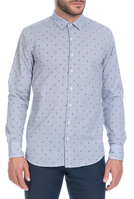 SSEINSE-Ανδρικό πουκάμισο SSEINSE μπλε-λευκό                    