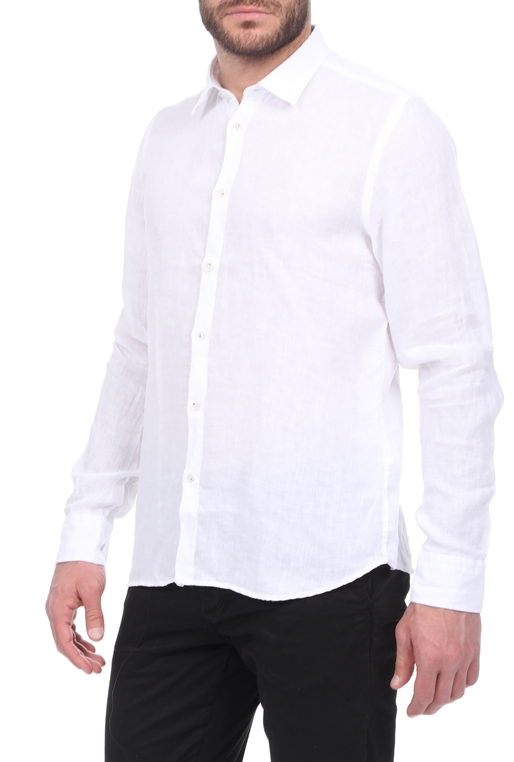 SSEINSE-Ανδρικό λινό πουκάμισο SSEINSE λευκό