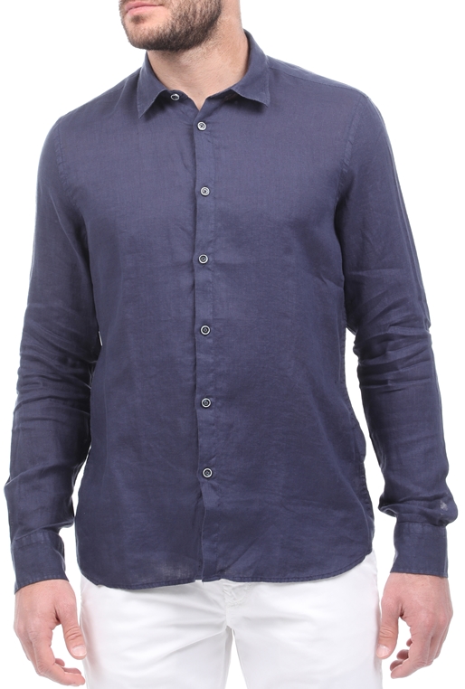 SSEINSE-Ανδρικό λινό πουκάμισο SSEINSE μπλε