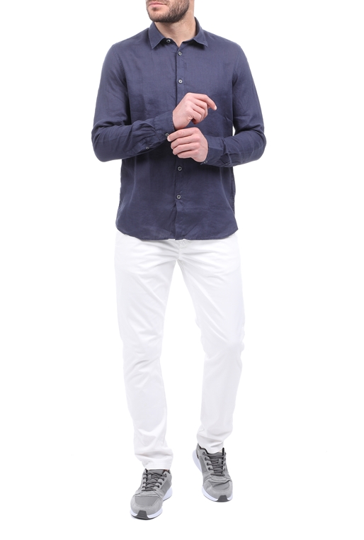 SSEINSE-Ανδρικό λινό πουκάμισο SSEINSE μπλε
