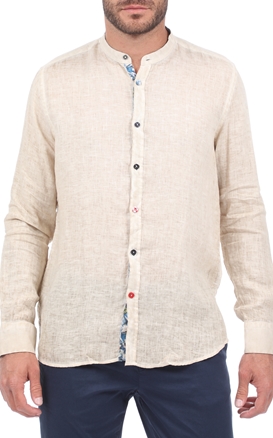 SSEINSE-Ανδρικό λινό πουκάμισο SSEINSE COREANA μπεζ