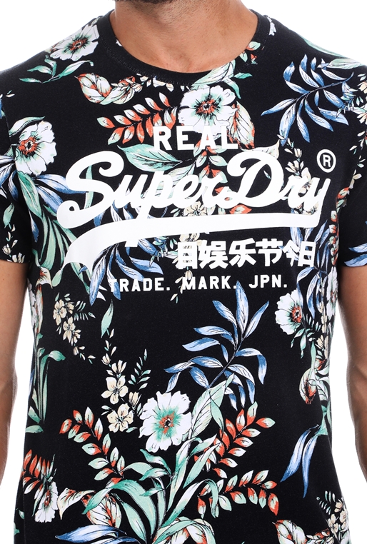 SUPERDRY-Ανδρική μπλούζα SUPERDRY μαύρη λευκή