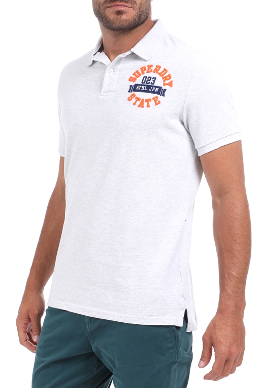 SUPERDRY-Ανδρική polo μπλούζα SUPERDRY  D1 CLASSIC SUPERSTATE λευκό
