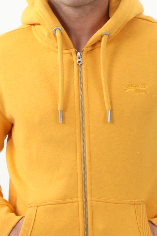 SUPERDRY-Ανδρική φούτερ μπλούζα SUPERDRY OVIN VINTAGE LOGO EMB ZIPHOOD κίτρινη