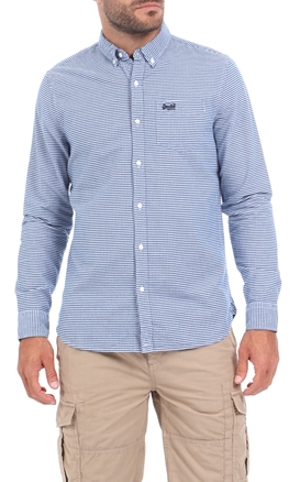 SUPERDRY-Ανδρικό oxford πουκάμισο SUPERDRY CLASSIC UNIVERSITY OXFORD μπλε λευκό