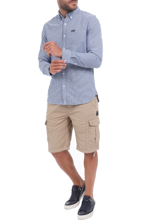 SUPERDRY-Ανδρικό oxford πουκάμισο SUPERDRY CLASSIC UNIVERSITY OXFORD μπλε λευκό