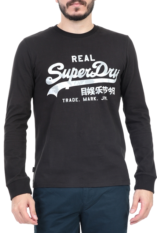 SUPERDRY-Ανδρική μακρυμάνικη μπλούζα SUPERDRY μαύρη