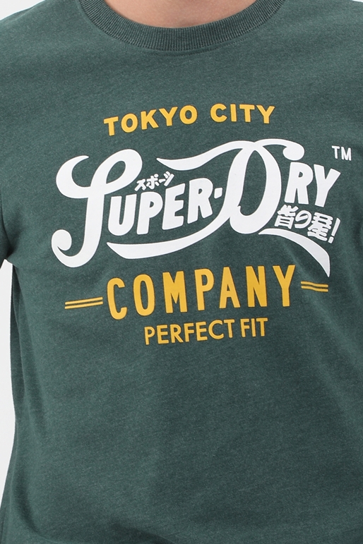SUPERDRY-Ανδρική μακρυμάνικη μπλούζα SUPERDRY SCRIPT STYLE πράσινη