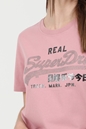 SUPERDRY-Γυναικείο t-shirt SUPERDRY VL BOHO SPARKLE TEE ροζ
