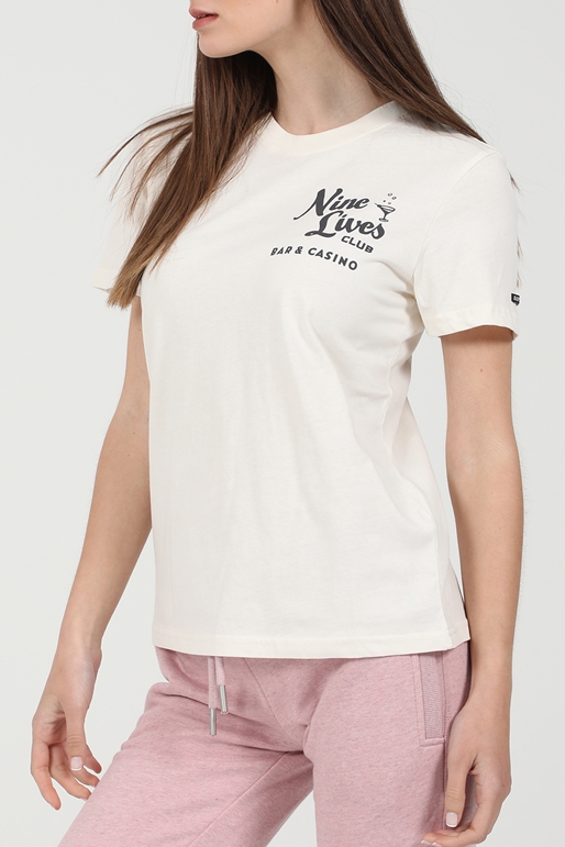 SUPERDRY-Γυναικείο t-shirt SUPERDRY OVIN VINTAGE CROSSING LINES B λευκό