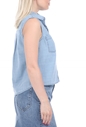 SUPERDRY-Γυναικείο αμάνικο πουκάμισο SUPERDRY μπλε