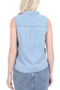 SUPERDRY-Γυναικείο αμάνικο πουκάμισο SUPERDRY μπλε