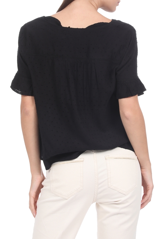 SUPERDRY-Γυναικεία μπλούζα SUPERDRY LACE TOP μαύρη