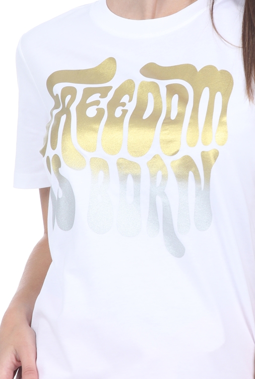 SUPERDRY-Γυναικείο t-shirt SUPERDRY MILITARY NARRATIVE εκρού