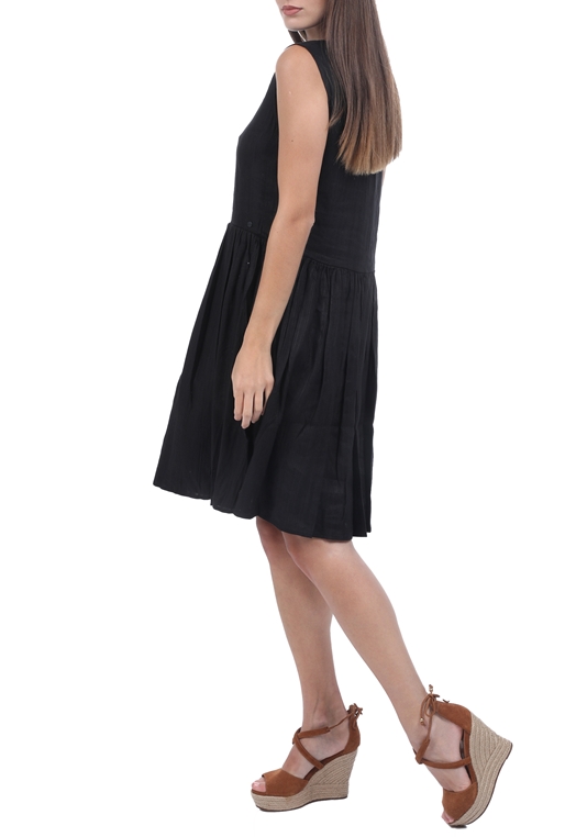SUPERDRY-Γυναικείο φόρεμα SUPERDRY TEXTURED DAY DRESS μαύρο