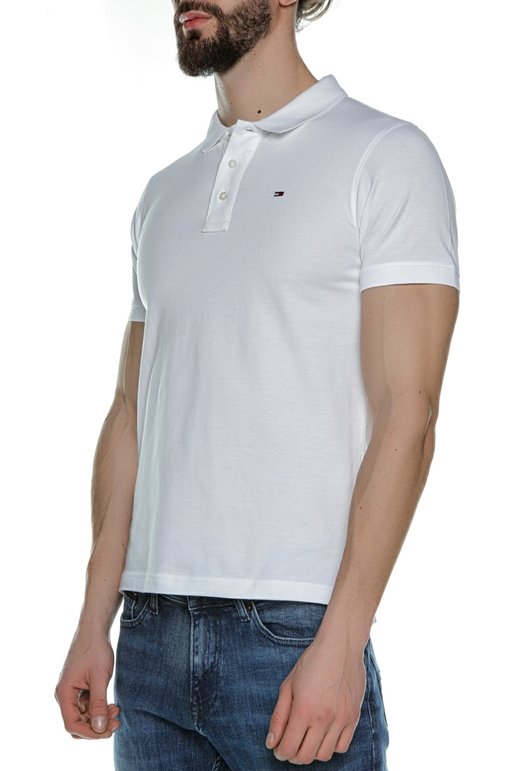 TOMMY HILFIGER-Ανδρική polo μπλούζα TOMMY HILFIGER ORIGINAL FINE λευκή