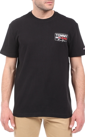 TOMMY HILFIGER-Ανδρικό t-shirt TOMMY HILFIGER NY SCRIPT BOX BACK LOGO μαύρο