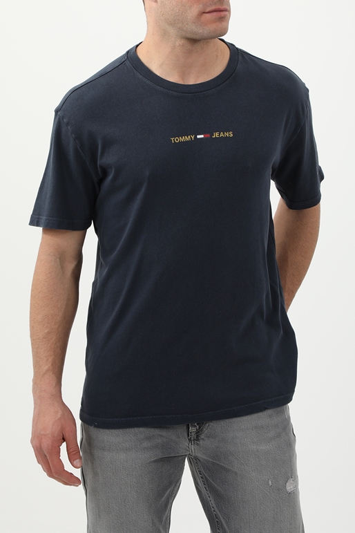 TOMMY HILFIGER-Ανδρικό t-shirt TOMMY HILFIGER TJM METALLIC LINEAR μπλε