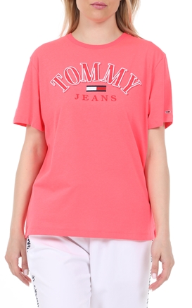 TOMMY HILFIGER-Γυναικεία μπλούζα TOMMY HILFIGER RELAXED COLLEGE LOGO ροζ