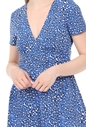 TOMMY HILFIGER-Γυναικείο mini φόρεμα TOMMY HILFIGER FIT FLARE LEO PRINT μπλε