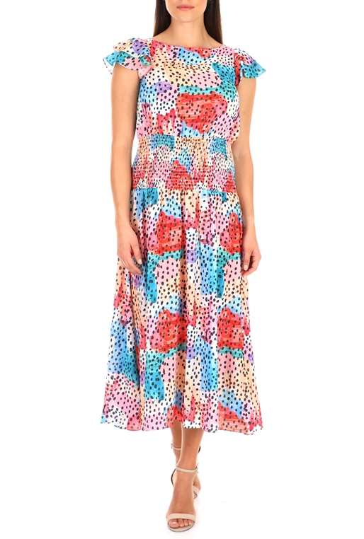 TRAFFIC PEOPLE-Γυναικείο midi φόρεμα Watercolour TRAFFIC PEOPLE με μοτίβο