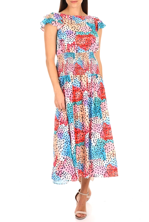 TRAFFIC PEOPLE-Γυναικείο midi φόρεμα Watercolour TRAFFIC PEOPLE με μοτίβο
