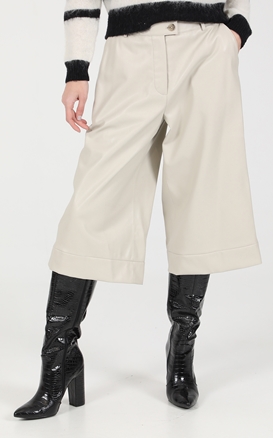 TRUSSARDI-Γυναικείο παντελόνι βερμούδα TRUSSARDI SOFT FAKE LEATHER λευκό
