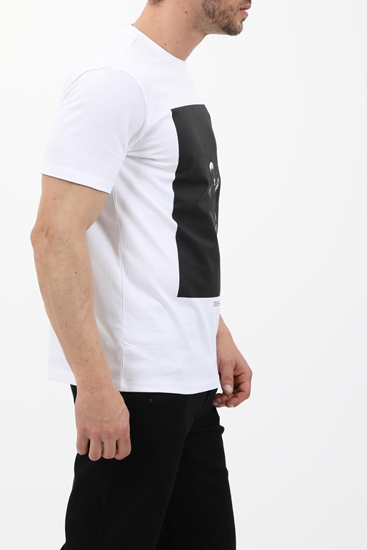 TRUSSARDI-Ανδρικό t-shirt TRUSSARDI GREYHOUND PRINT PURE λευκό μαύρο