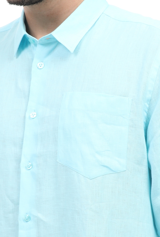 VILEBREQUIN-Ανδρικό λινό πουκάμισο VILEBREQUIN CAROUBIS μπλε