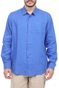 VILEBREQUIN-Ανδρικό λινό πουκάμισο VILEBREQUIN CAROUBIS μπλε