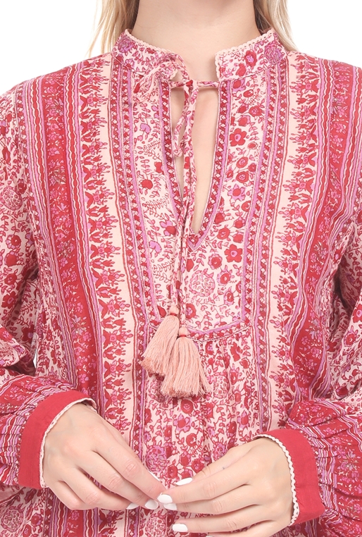 MABE-Γυναικείο boho midi φόρεμα MABE ELLIE L/S κόκκινο